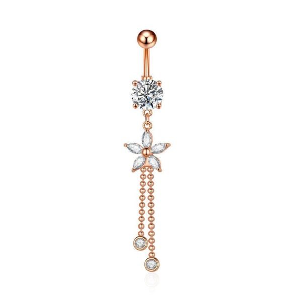 Unisex Zircon Tassel Stainless Steel Navel Stud - Image 5