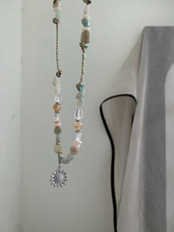 Natural Stone Beaded Necklace Sunrise Pendant Necklace Niche Design - Image 7