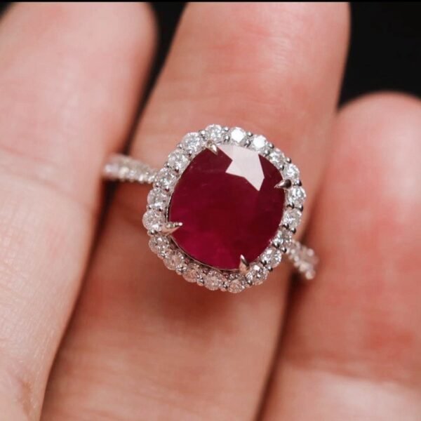 Diamond Inlaid Silver Ring