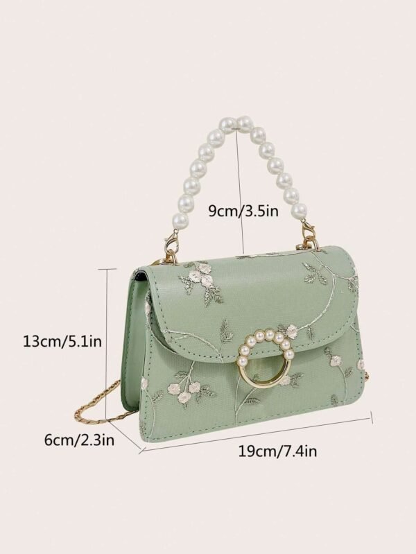 Women's Pearl Lace Chain Crossbody Square Bag - Image 4