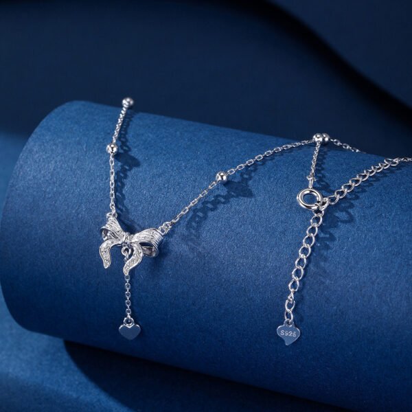 Women's S925 Silver Butterfly Heart Clavicle Necklace - Image 2