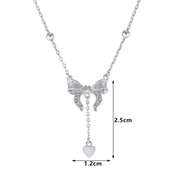 Women's S925 Silver Butterfly Heart Clavicle Necklace - Image 4