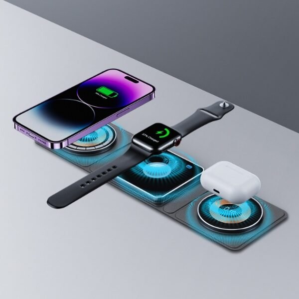 3 IN 1 Magnetic Folding Wireless Charger Station For IPhone Transparent Fast Charging For IWatch And Airpods - Image 10