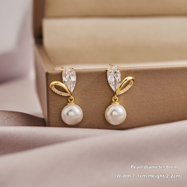 Cross Loving Heart Zircon Pearl 925 Silver Needle Geometric Ear Studs - Image 3