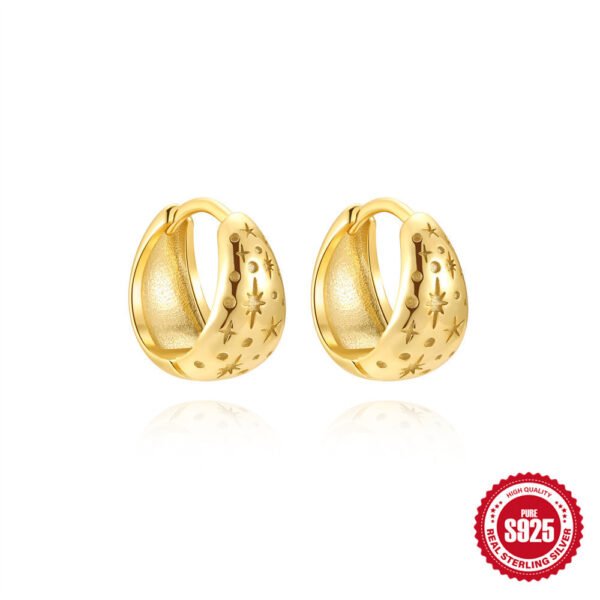 Women's S925 Silver Geometric Wide Face Diamond Earrings - Image 6