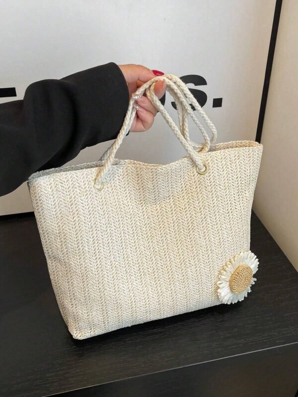 Women's Large Capacity Korean Woven Tote Bag - Image 7