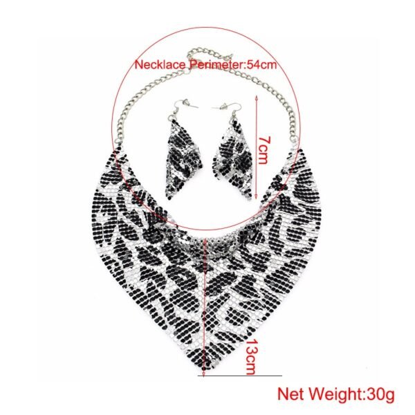Metal plate necklace necklace earrings - Image 4