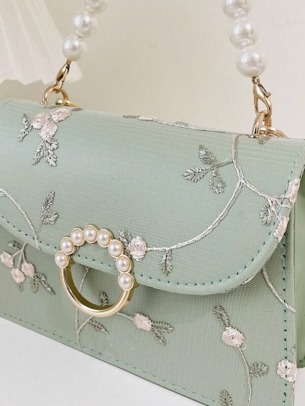 Women's Pearl Lace Chain Crossbody Square Bag - Image 7