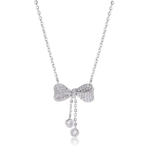 S925 Sterling Silver Bow Light Luxury Clavicle Chain - Image 3