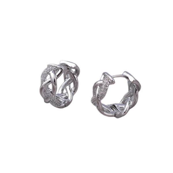Micro Zircon-encrusted Stud Earrings Woven Twisted Gold Light Luxury High-end Sense - Image 3