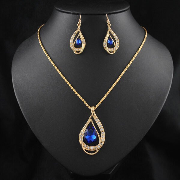 Double Drop Crystal Set Necklace Earrings - Image 5