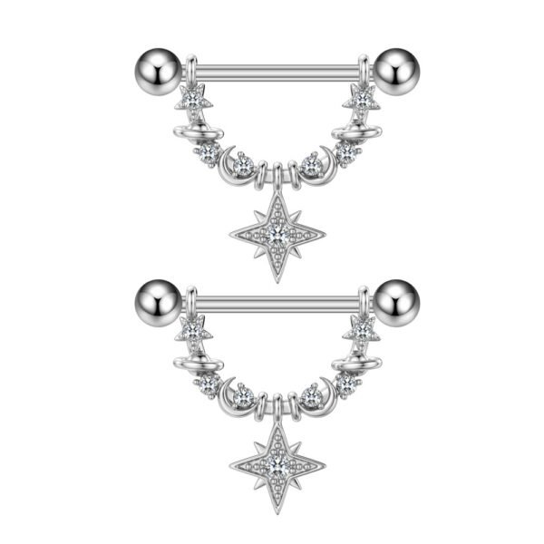 Unisex Zircon Stainless Steel Nipple Piercing - Image 3