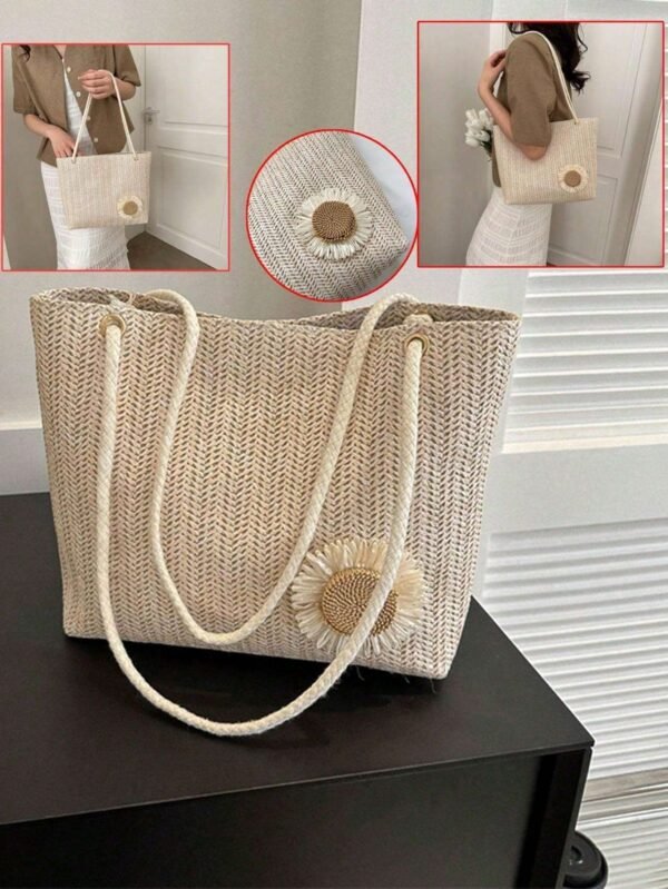 Women's Large Capacity Korean Woven Tote Bag - Image 2
