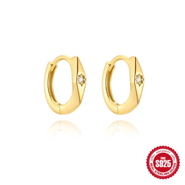 Women's S925 Silver Geometric Wide Face Diamond Earrings - Image 8