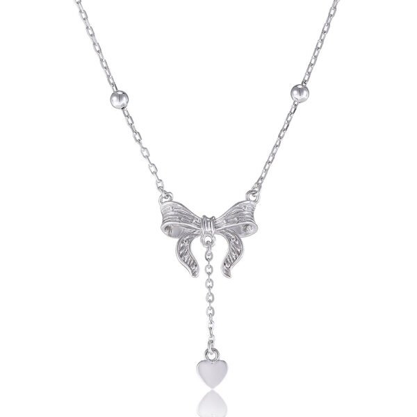 Women's S925 Silver Butterfly Heart Clavicle Necklace - Image 5