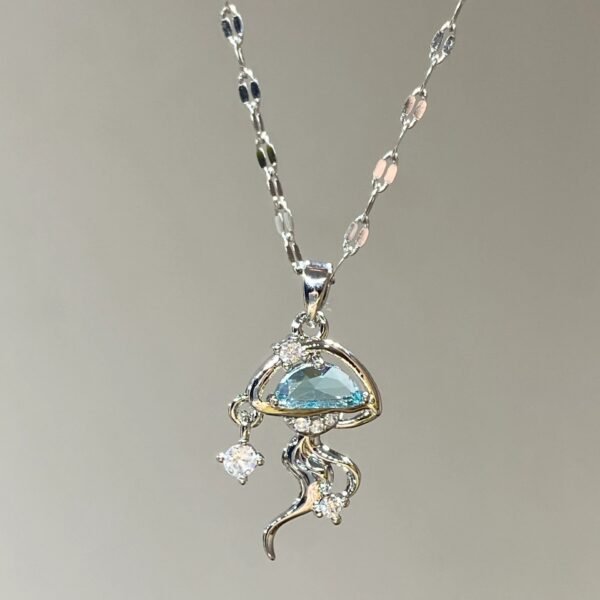 Women's S925 Silver Blue Jellyfish Necklace - Image 5