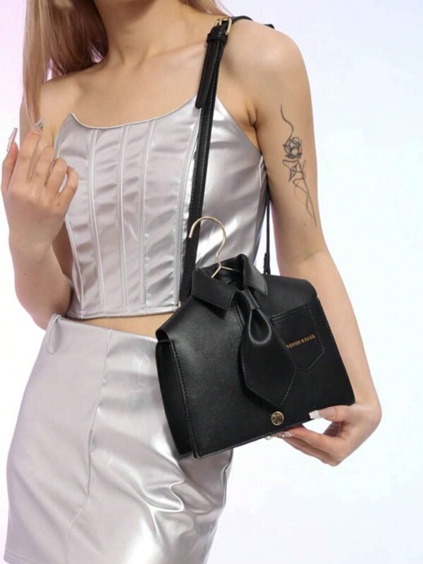 Women's Quirky Collar Black Crossbody Phone Bag - Image 10