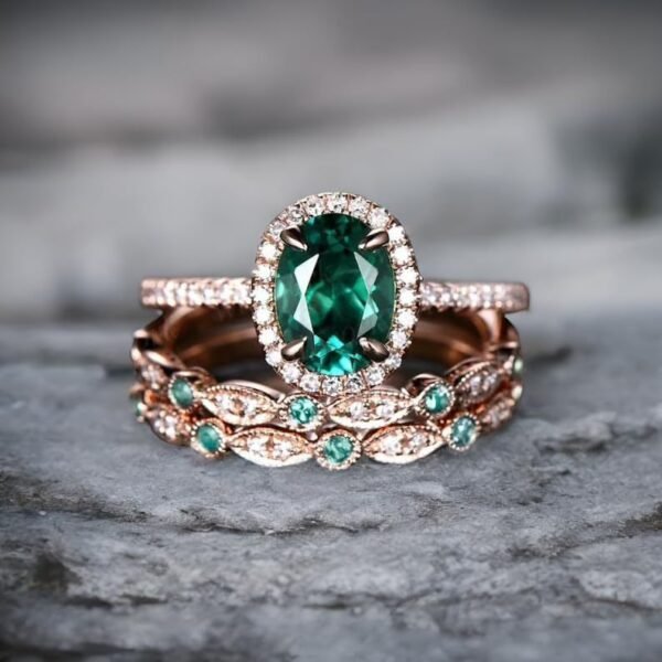 Fashion Personality Three-in-one Emerald Laminated Ring - Image 5