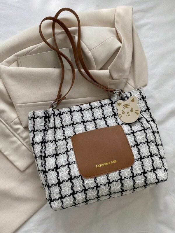 Women's Large Capacity Plaid Commuter Tote Bag - Image 4