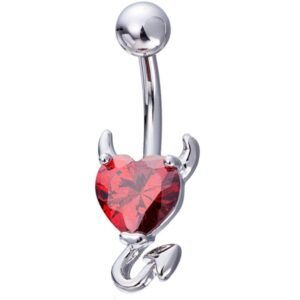 Heart Zircon Crystal Devil Belly Button Ring Navel Piercing 316L Stainless Belly Button Rings Body Jewelry Pircing Ombligo