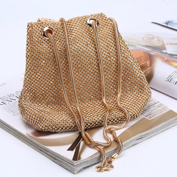 Women Crystal Diamond Clutch Bags String Satin Crossbody Bag Glitter Evening Bags Gold Clutch Party Purse Woman Handbag - Image 5