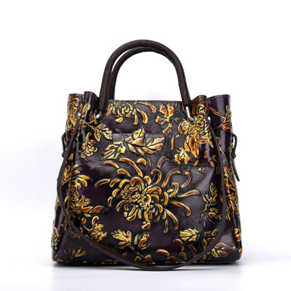 Embossed leather messenger bag