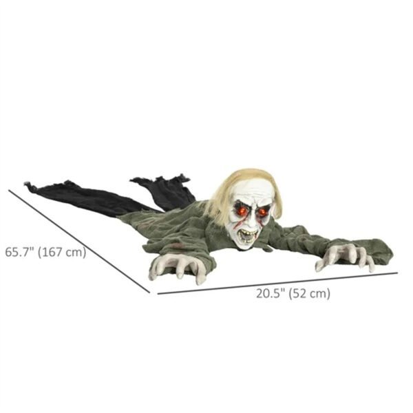 66" Animated Crawling Zombie Halloween Prop with Sound Activation - Image 5