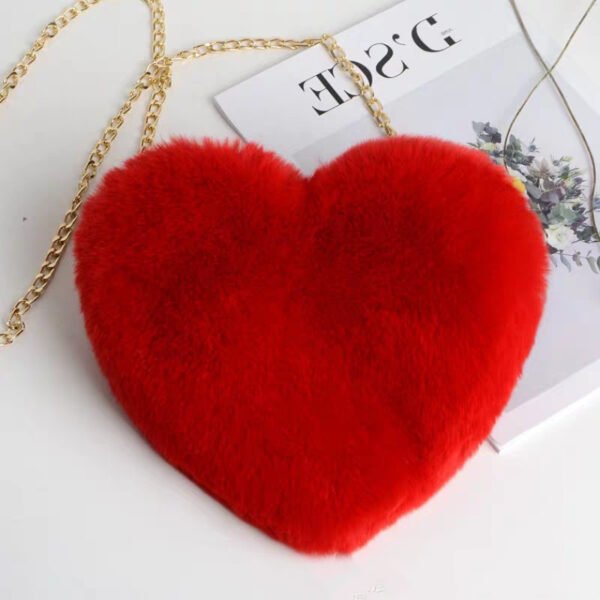 Women's Plush Heart-Shaped Valentine's Shoulder Bag - Image 6