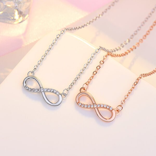 Japanese And Korean Sweet Art Micro Rhinestone 8-shaped Clavicle Necklace - Image 5