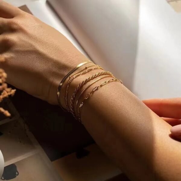 Stainless Steel 5-piece Set Simple Bracelet Does Not Fade - Image 3