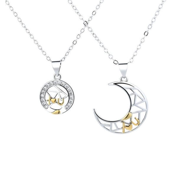 Unisex Sun Moon Tooth Copper Couple Necklace - Image 7