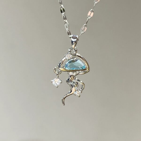 Women's S925 Silver Blue Jellyfish Necklace - Image 3