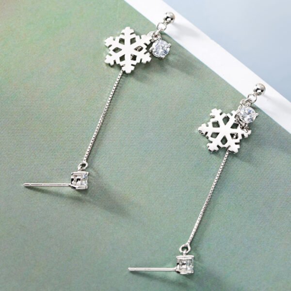 Sterling Silver Snowflake Earrings Require Two Piercings - Image 5