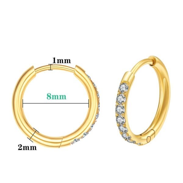 Diamond-studded Earring Titanium Steel Gold Simplicity - Image 3