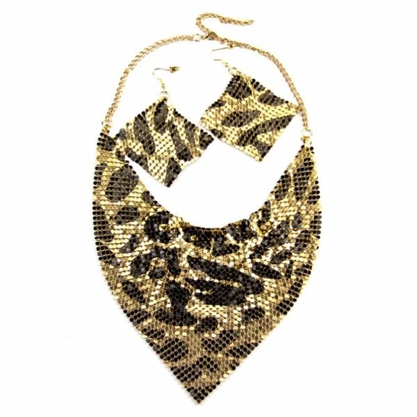 Metal plate necklace necklace earrings - Image 7