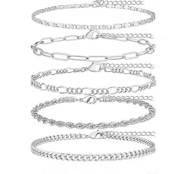 Stainless Steel 5-piece Set Simple Bracelet Does Not Fade - Image 2