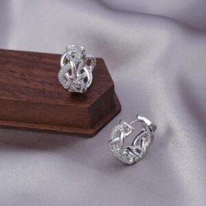 Micro Zircon-encrusted Stud Earrings Woven Twisted Gold Light Luxury High-end Sense