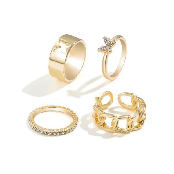 Creative Retro Full Diamond Butterfly Hollow Ring Suit - Image 2