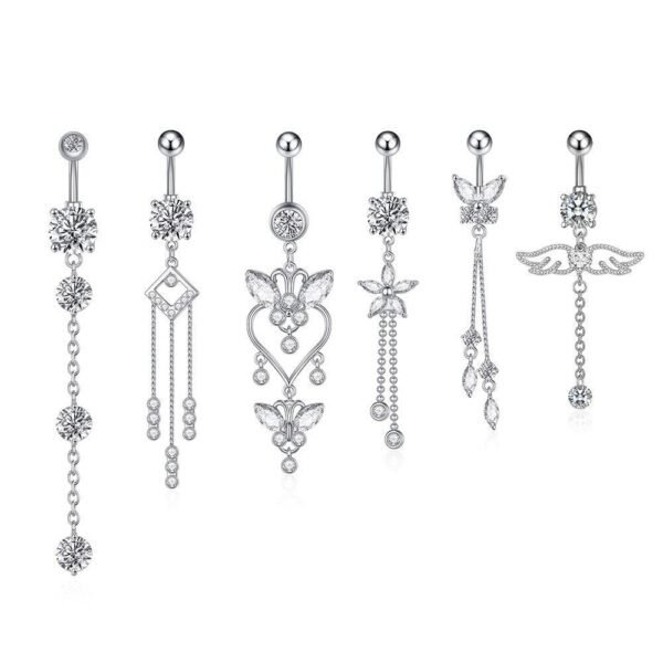 Unisex Zircon Tassel Stainless Steel Navel Stud - Image 3