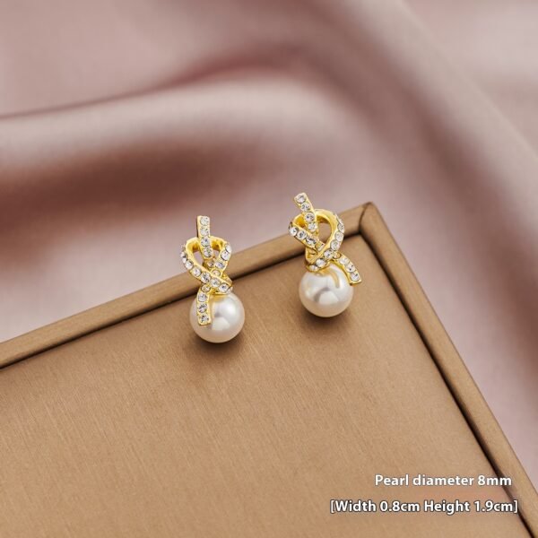 Cross Loving Heart Zircon Pearl 925 Silver Needle Geometric Ear Studs - Image 9