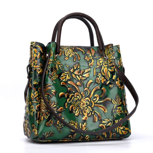 Embossed leather messenger bag