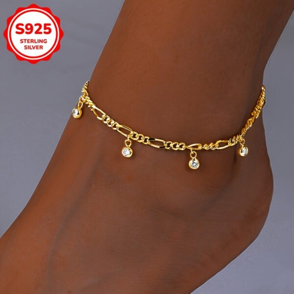 Zircon Anklet For Women Copper-plated Gold - Image 4