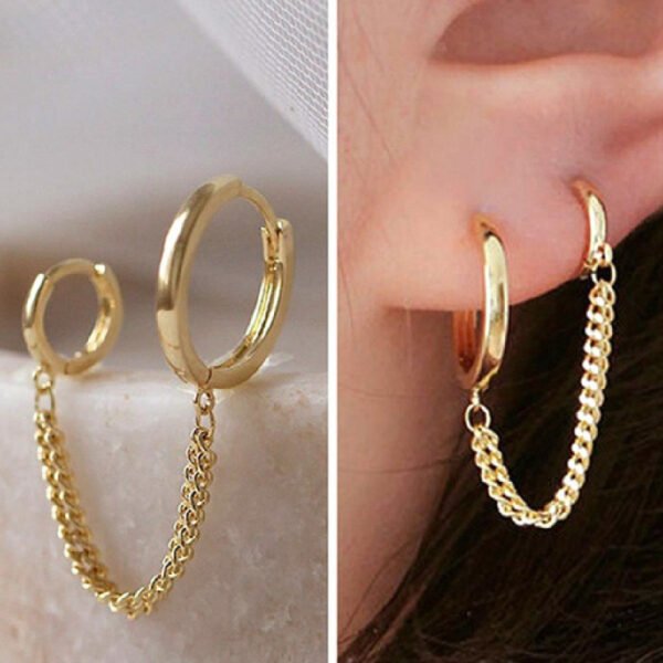 Double Ear Piercings One-piece Earrings - Image 8