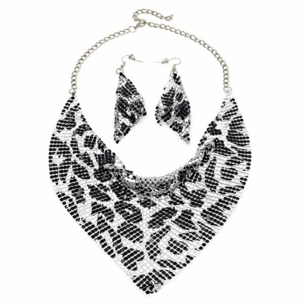 Metal plate necklace necklace earrings - Image 2
