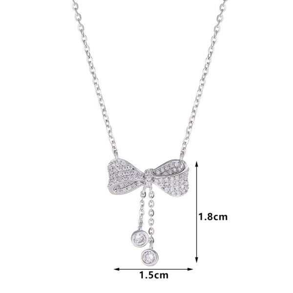 S925 Sterling Silver Bow Light Luxury Clavicle Chain - Image 5
