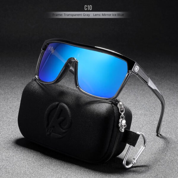 Large Frame One-piece Bicycle Glass Colorful Real Film Polarized Sunglasses - Image 5