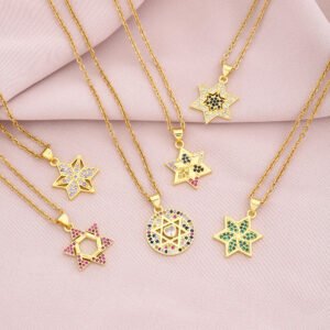 Six-pointed Emerald Zircon Pendant Necklace