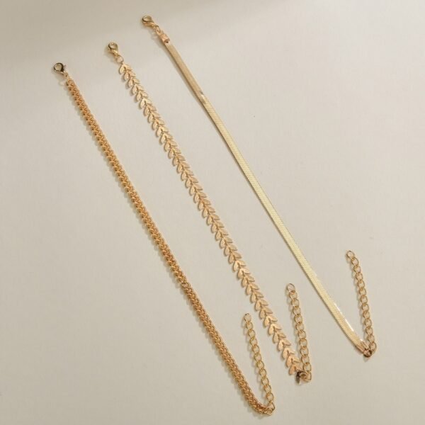 Personalized Retro Metal Texture Chain Leaves Anklets - Image 3