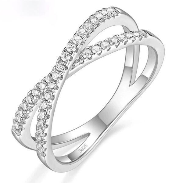 Women's S925 Silver Double Row Zircon Ring - Image 8