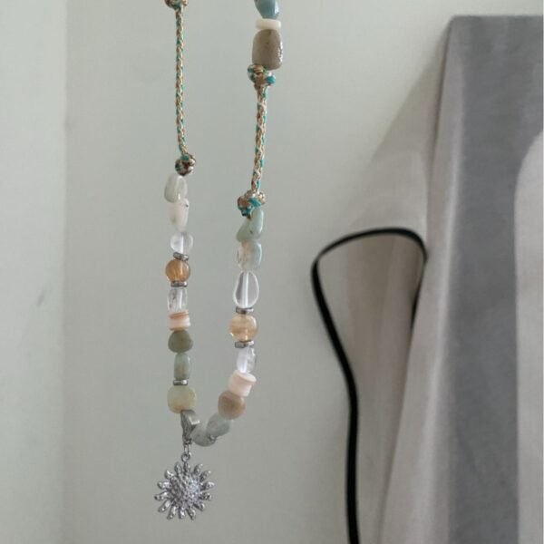 Natural Stone Beaded Necklace Sunrise Pendant Necklace Niche Design - Image 8